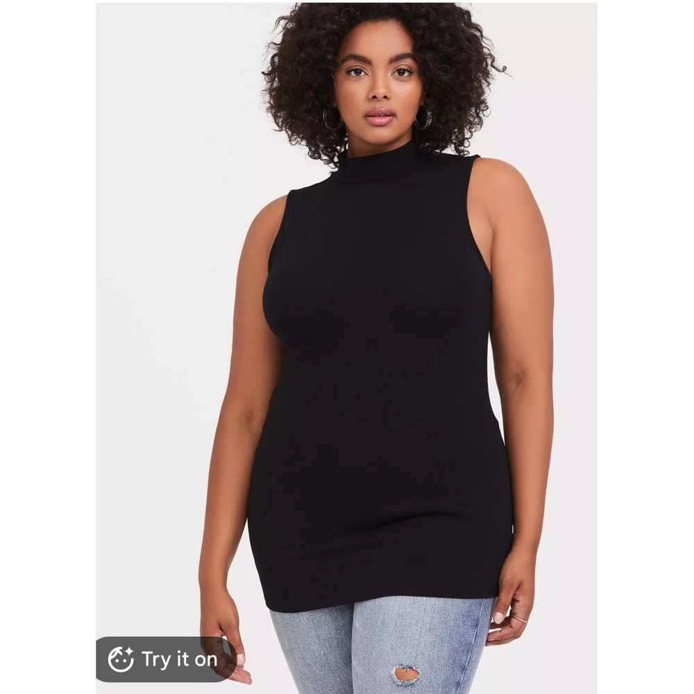 Torrid Mock Neck Tank Top 5X Black Sleeveless Stretch Layering Versatile Minimal